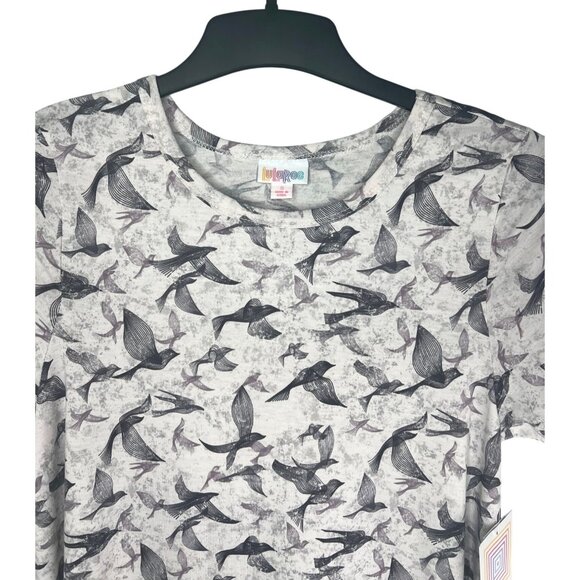 LuLaRoe Carly Swing Gray & Black Bird Print High-Low Dress Lightweight Small - Picture 4 of 14